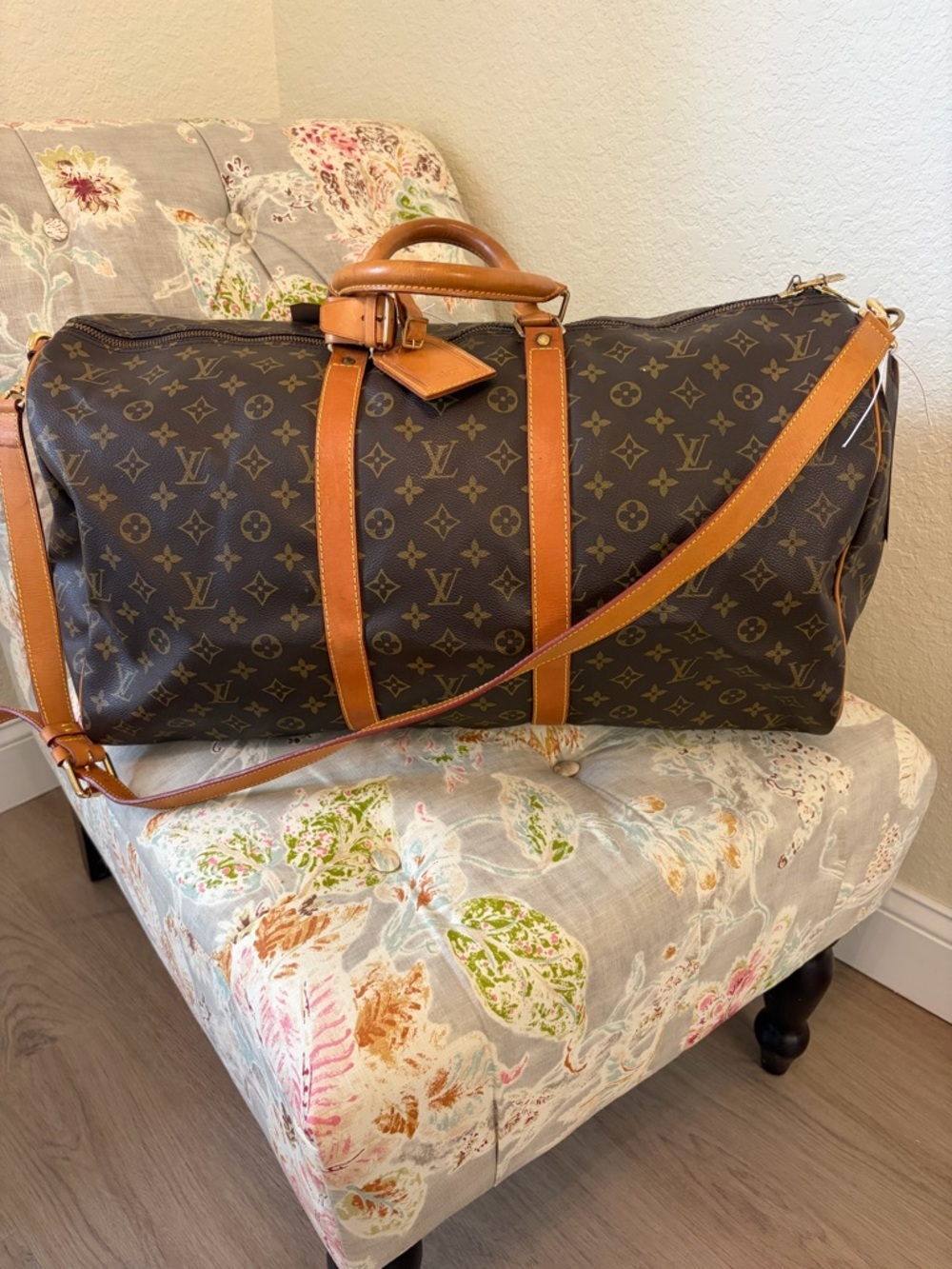Louis Vuitton Brown Monogram Canvas Keepall 55 Bandouliere Travel Bag